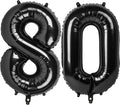 Black Number 80 Balloon - 40 Inch, Birthday Party Decorations, Anniversary & Graduation Supplies