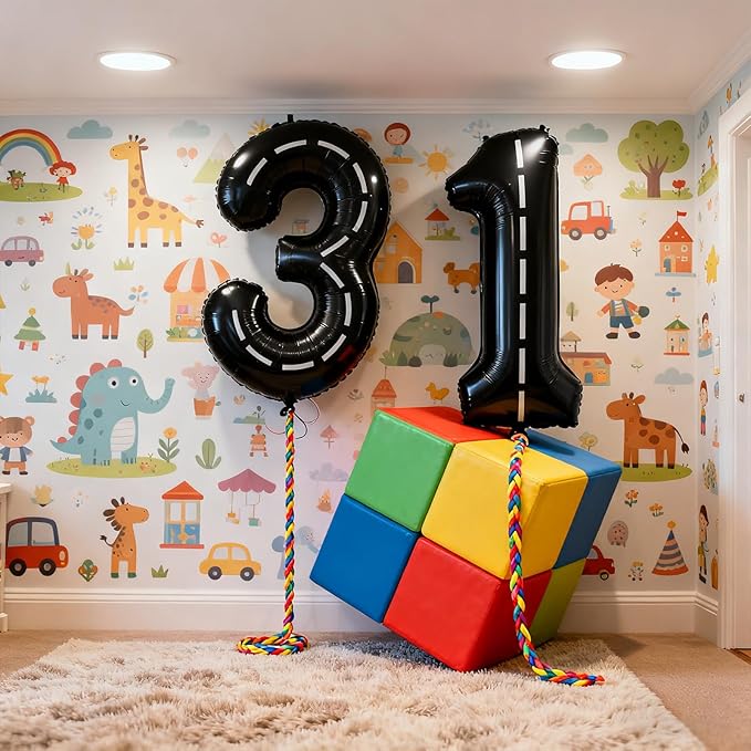 40 Inch Large Foil Helium Number Balloon Birthday Wedding Party 0-9 (Racetrack, 7)