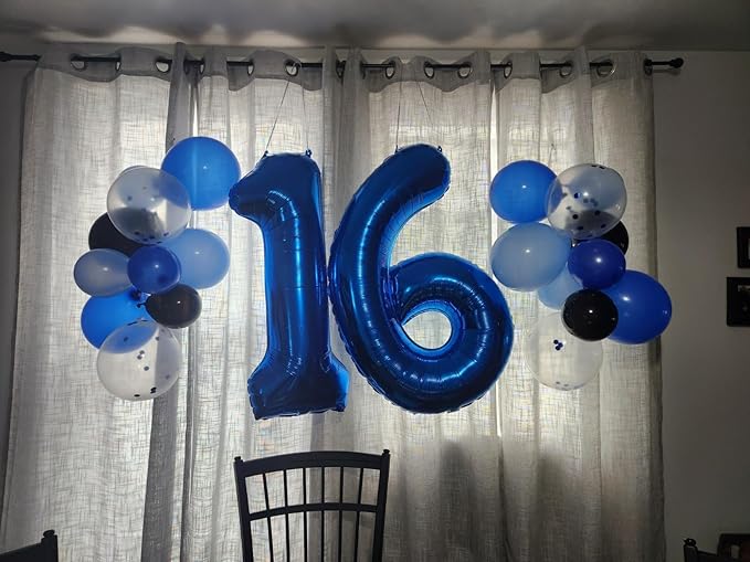 40 Inch Number 7 Balloon, Navy Blue Seven Birthday Decor, 7 17 27 70 Year Old Balloon Number for Engagement, Wedding, Graduations