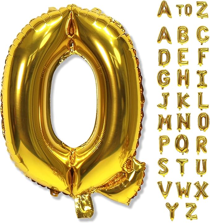 40 Inch Gold Alphabet Balloons, Large Mylar Self-Inflating Custom Letter Q Decor for Men Women Birthday Party Decorations Supplies