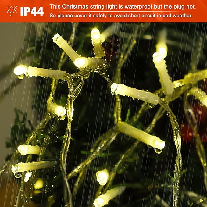 Christmas Decoration Star Lights Outdoor, 320 LED 16.4Ft Christmas Tree Toppers String Lights [8 Modes& Waterproof] for Halloween Christmas New Year Holiday Birthday (Iron-Warm White)