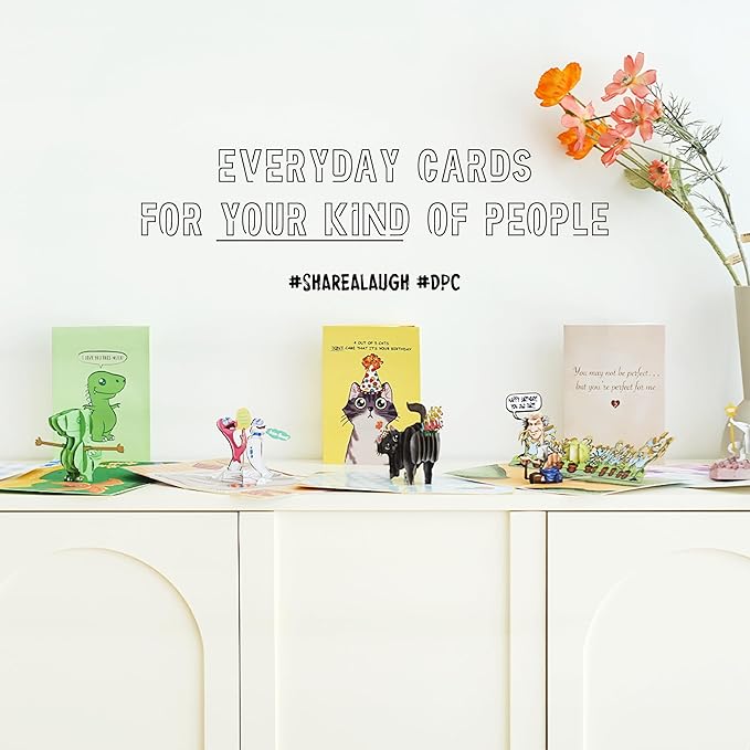 Dirty Pop Cards,Purr-fect Pop Up Birthday Card, 3D Cat Farting Confetti Funny Birthday Card, Cat Mom or Dad Bday Popup Cards for Husband, Wife, Friend, and Every Cat Lover, 1 Notepaper, 1 Envelope