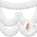 25 Feet Christmas Tinsel Garland, Metallic Twist Garland Wall Hanging Tinsel Garland Backdrop for Parade Floats, Carnival, Birthday, Wedding, New Year Party Decorations (Macaron White, 4in x 25ft)