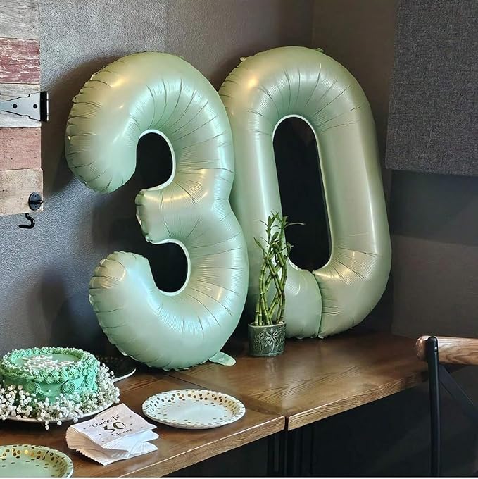 Sage Green Number 5 Balloon 40 Inch, 5 Balloon Number, 5th Birthday Decorations, Oliver Green Party Supplies for Boys Girls