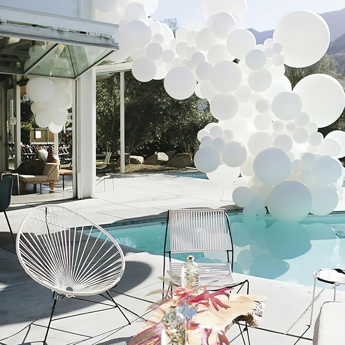 PartyWoo White Balloons 140 pcs Different Sizes of 18 12 10 5 Inch White Balloons Arch Kit Garland for Wedding Baby Shower Birthday Bridal Shower Graduation Engagement Party Decorations White-Y13