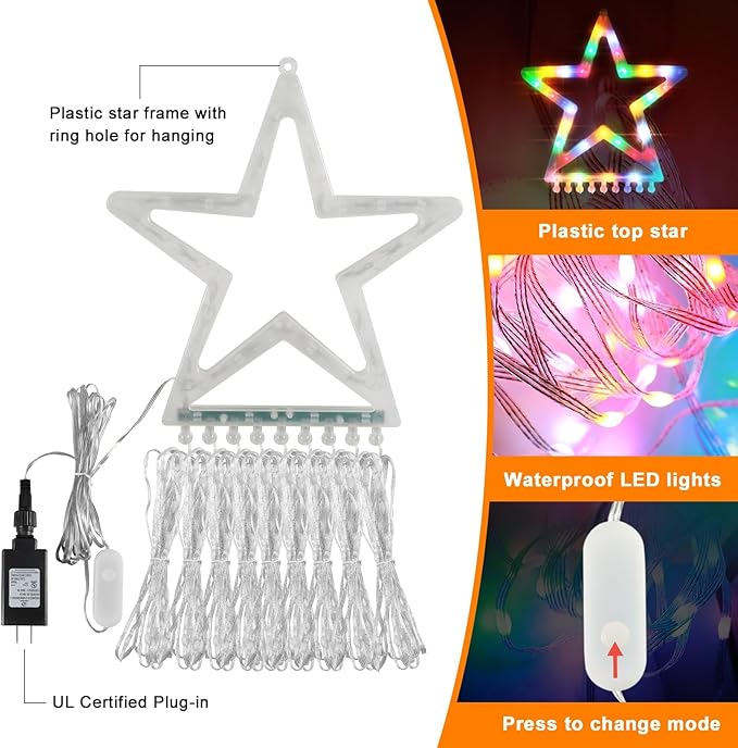 FUNIAO (New Multi Color Changing Christmas Lights, Christmas Tree Lights with Remote, 335 LED RGB Timer & Waterproof Outdoor String Lights for Halloween, Christmas, New Year (RGB Color Change)
