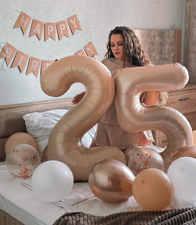 Light Brown Number 9 Balloon 40 Inch, 9 Balloon Number, 9th Birthday Decorations, Light Brown Party Supplies for Boys Girls