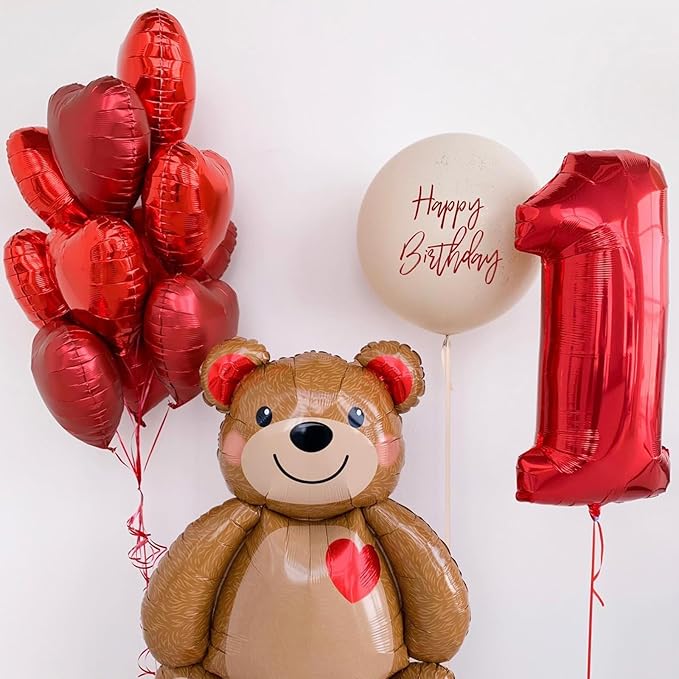 Red Heart Balloons,12Pcs Heart Shaped Foil Balloons,18Inch Red Love Helium Polyester Film Balloon for Valentine's Day Anniversary Birthday Anniversary Wedding Party Decorations