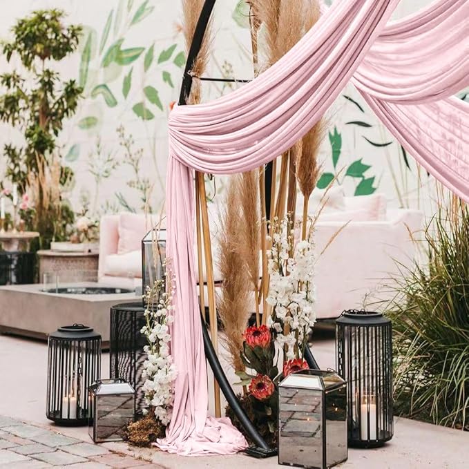 Wedding Arch Draping Fabric 30'' x 18FT Sheer Chiffon Arch Drape Backdrop 1 Panel Blushing Pink Drape for Easter Baby Shower Photo Booth Church Decor Birthday Party Outdoor Decoration