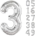40 Inch Silver 3 Large Number Balloon, 3 13 23 30 33 36 Silver Birthday Party Decorations, Number Three Foil Balloons for Anniversary Party Graduations Celebration Supplies