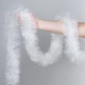 50 Ft White Christmas Tinsel Garland, Thick Thin Metallic Twist Shiny Hanging Garland Ornaments Metallic Streamers for Xmas Tree Indoor Decor