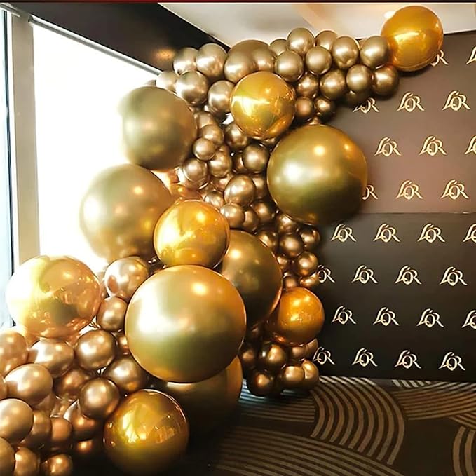 130pcs Metallic Gold Balloons Different Sizes 18" 12" 10" 5" Party Latex Balloons for Birthday Graduation Baby Shower Wedding Anniversary New Year Party Decorations