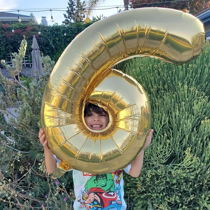Champagne Gold 6 Balloon, Number Balloons 40 Inch, Light Gold 6th Balloons for Birthday Decorations, Light Gold Party Supplies 6 Birthday Balloon, Number 6 Balloon