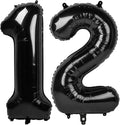 Number 12 Balloons, Balloons for Man Woman 12th Black Birthday Party Decoration, 40 Inch Foil Number Ballon for 12, 21 Anniversary, Bridal Shower, Graduation, Halloween, New Year