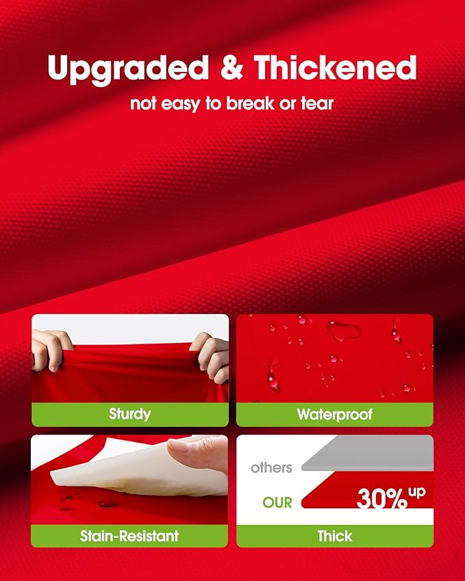 Pureegg Plastic Table Cloth Disposable 8 Pack, 84'' Round Table Cloths, Valentines Day, Thanksgiving, Christmas Decorations, Fall Tablecloths, Round, Plastic Cover, Leakproof & Sturdy, Red