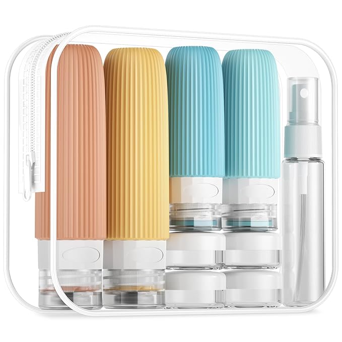 Mrsdry 16 Pack Travel Bottles Set, TSA Approved Leak Proof Silicone Squeezable Containers for Toiletries, Refillable Travel Accessories for Conditioner, Shampoo, Lotion & Body Wash Accessories