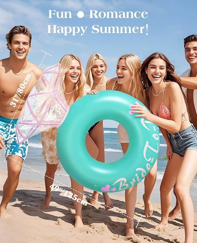 HeySplash Pool Floats, Inflatable Diamond Ring Pool Float, Large Engagement Ring Floatie for Bachelorette Party, Swim Tube River Lake Wedding Bride Stagette Decor Fun Toy Raft for Adults, Green