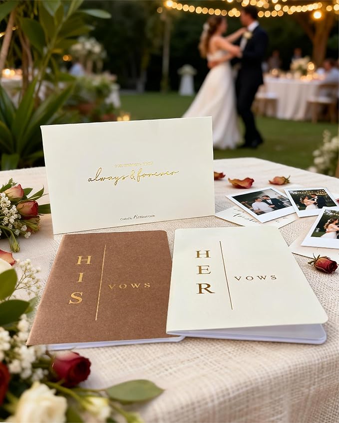 WeddingGiftsWedding Vow Books His and Hers, Wedding Vow Books with Soft Touch Gold Foil Engraving, Wedding Essentials, Wedding Accessories