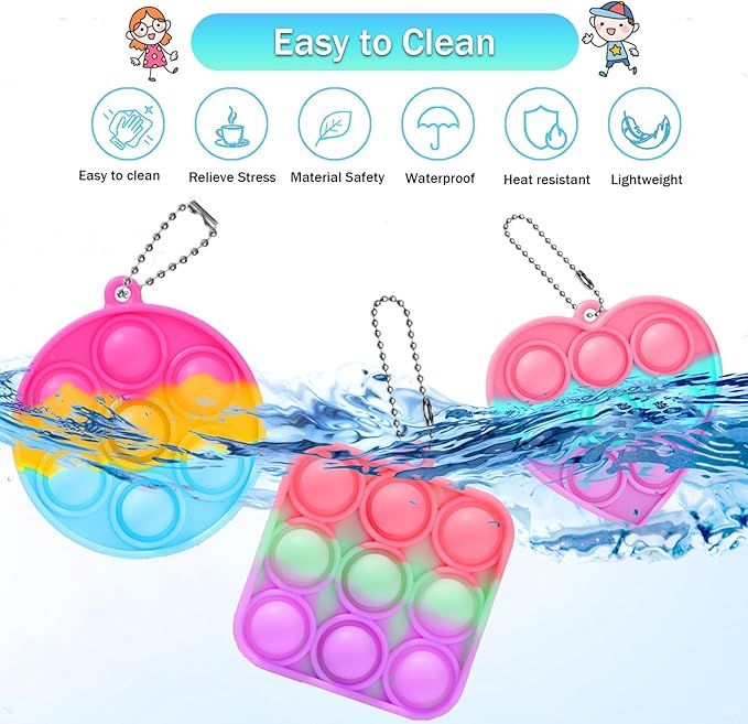 30PCS Bulk Fidget Toys, Party Favors for Kids, Birthday Party Toys, Small Classroom Prizes Box Fidgets Toys for Kids Toddlers Adult, Goodie Bag Stuffers, Treasure Chest, Bubbles Poppers,Relieve Stress