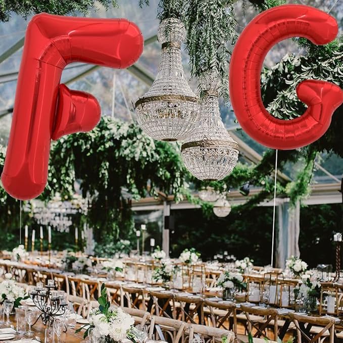 TONIFUL 40 Inch Large Bright Red Letter Balloons A-Z, Giant Jumbo Helium Foil Mylar Big Letter F Balloons for Birthday Party Anniversary Wedding Decorations