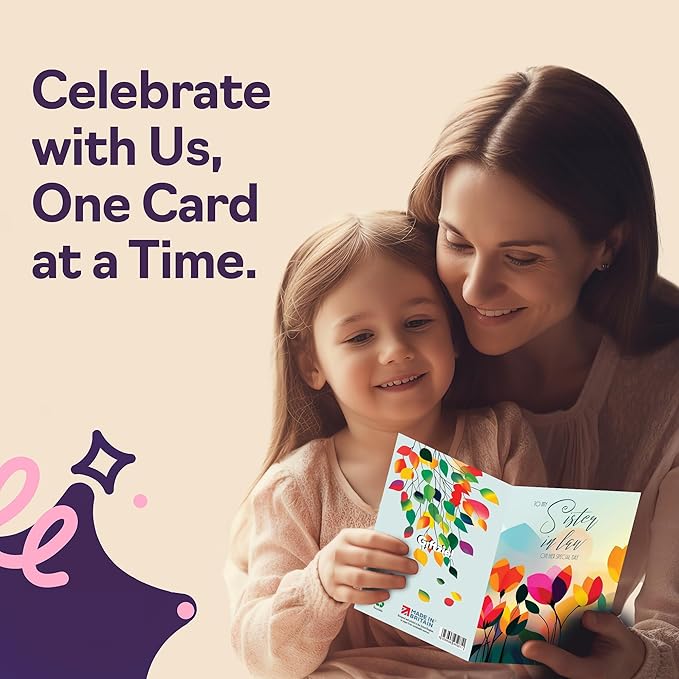 Sister in Law Birthday Card - Vibrant Summer Flowers - Vivid Happy Birthday Card for Sister in Law from Brother Sibling, 5x7 Inch Female Floral Bday Golden Greeting Cards