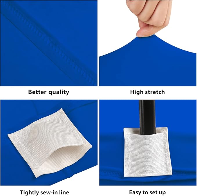 4ft Table Cover Fitted, Royal Blue Spandex Table Covers, Washable and Wrinkle Resistant Stretch Tablecloths Rectangle for Events, Wedding, Banquets, Parties