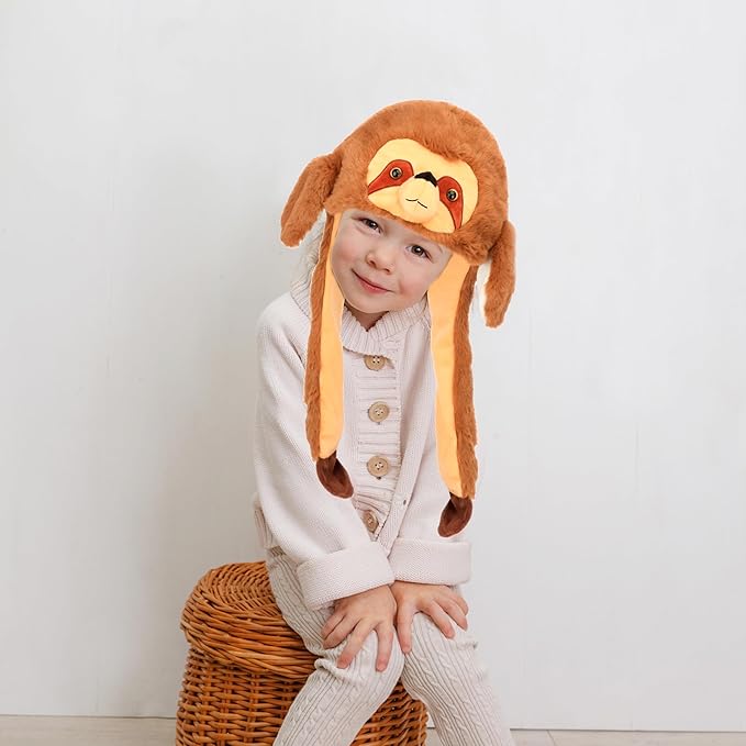 Animal Hat with Ears Moving Jumping Pop Up Beating Hat Plush Holiday Cosplay Dress Up Funny Gift for Kids