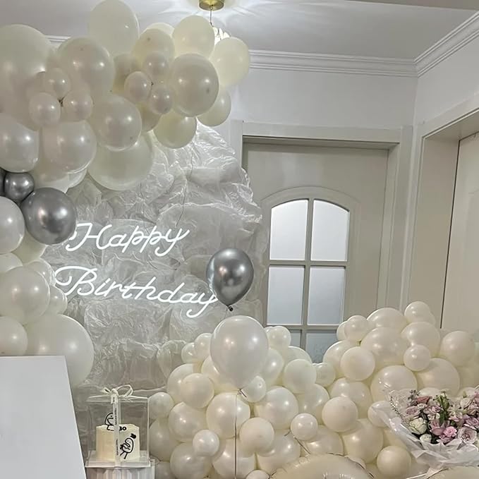 130pcs Ivory White Balloons Different Sizes 18" 12" 10" 5" Party Latex Balloons for Birthday Baby Shower Graduation Wedding Gender Reveal Anniversary Party Decorations