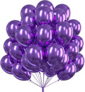 PartyWoo Metallic Purple Balloons 50pcs 12 Inch Chrome Purple Latex Helium Balloons for Mardi Gras Graduation Wedding Bachelorette Baby Shower Anniversary Birthday Party Decorations Purple-G105