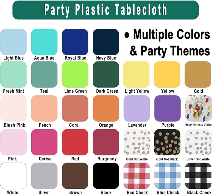 PARTY ULYJA Gold Polka Dots Confetti Plastic Tablecloths 2 Pack Black Disposable Table Covers Thanksgiving 54 x 108 Inch Table Cloths for Picnic Birthday Wedding Parties 8 Foot Rectangle Table
