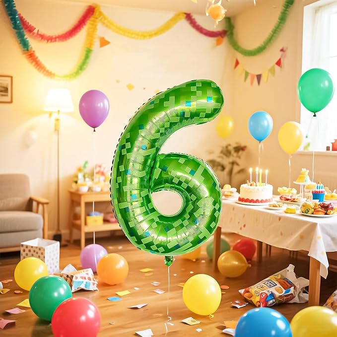 Green Number Balloons, Gaint Green Pixel Number 2 Balloon 40 Inch Dark green 2 Balloon for Boys Girls Kids 2nd Birthday Party Decoration