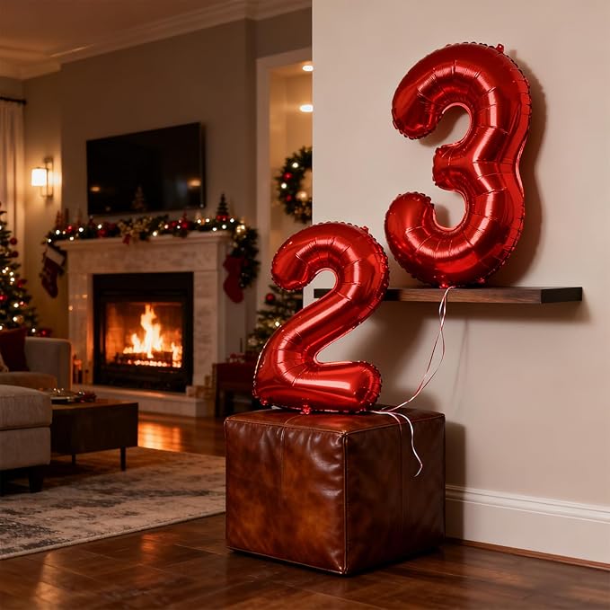 YPSelected 32 Inch Large Foil Helium Number Balloon Birthday Wedding Party 0-9 (Red, 9)