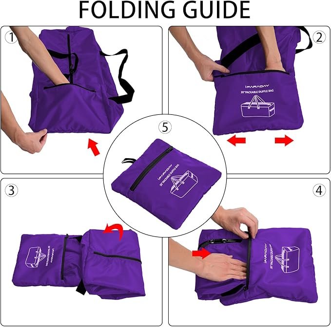 Foldable Duffel Bag 30" / 75L Lightweight with Water Rresistant for Travel-Purple