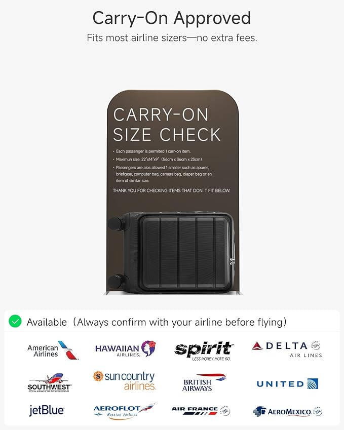 YOETEY Carry On Luggage 22x14x9 Airline Approved, 20" Hardside Suitcase with Front Pocket for Laptop, Lightweight Spinner Luggage with TSA Lock & Matching Tote Bag (3 Piece Sets, Black)