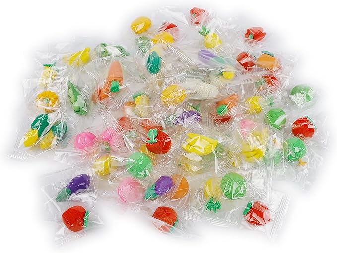 72 Pcs Assorted Fruit Pencil Erasers Toy Set, Mini Vegetable Puzzle Erasers Bulk, 3D Come Apart Gift for Kids Reward Party Favors (Fruit and Vegetable)