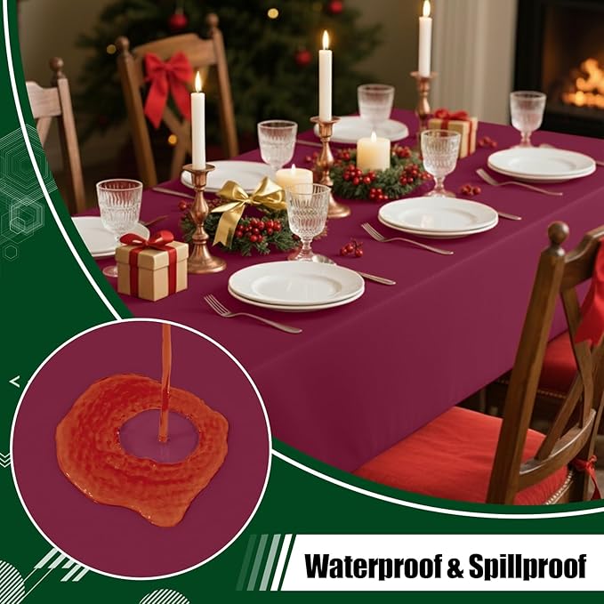 Smiry Disposable Table Cloth - 12 Pack, 54 x 108 Inch Waterproof Rectangle Tablecloths for Parties, Decorative Plastic Table Cover, Leakproof & Sturdy, Wine Red