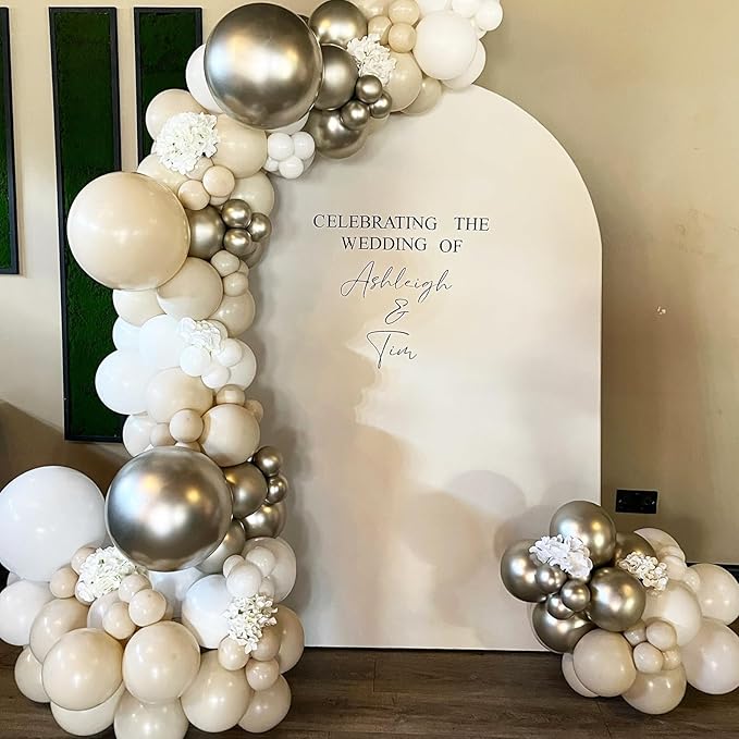 White Sand Gold Balloons, 60 Packs 12 Inch White Nude Balloons with Metallic Chrome Gold Beige Latex Balloons Party Decoration for Boho Birthday Wedding Bridal Baby Shower Engagement Anniversary
