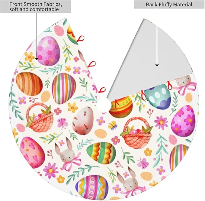 Easter Eggs Bunny Tree Skirt Xmas Tree Mat Christmas Tree Ornaments Decorations Holiday Party Indoor Outdoor 36"