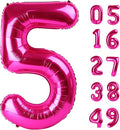 Hot Pink 40 Inch Large Number 5 Birthday Balloon, 2025 Five 5th 15 25 35 50 55 Birthday Celebration Decorations, Foil 5 Mylar Helium Number 5 Balloons Girl Boy Anniversary Party Supplies