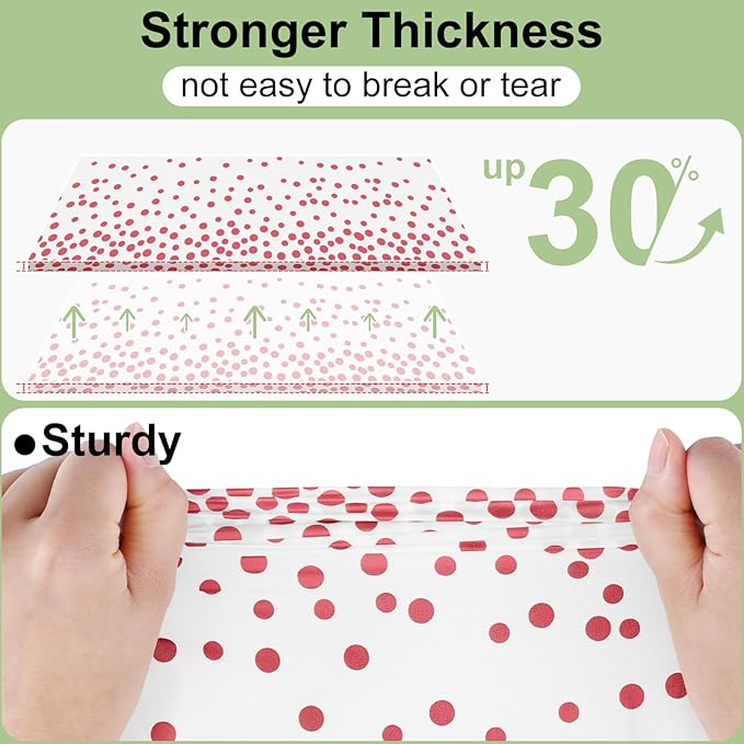 misaya 4 Packs Dot Disposable Table Cloth, 54 x 108 Inch Waterproof Plastic Tablecloth, Rectangle Pink Dots in White Table Covers for Easter, Picnic, Birthday, Party