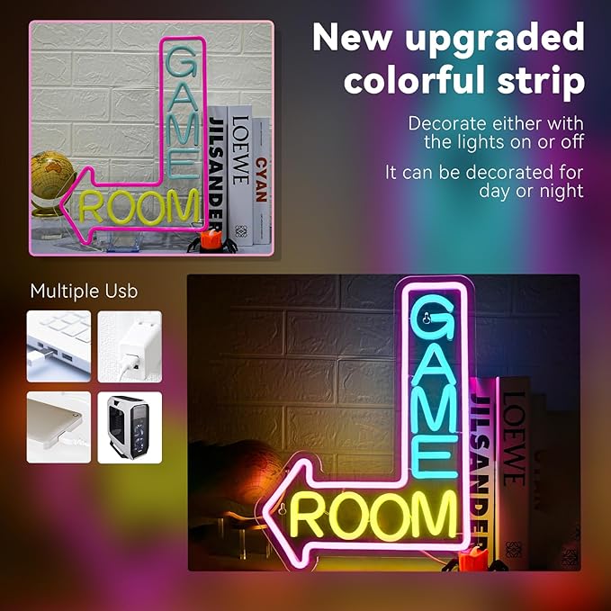 Gamerneon Game Room Neon Sign Gaming Led Neon Lights for Wall Decor Man Cave Light Up Signs for Game Room Teen Boy Bedroom Home Bar Gaming Club Decorations Gifts