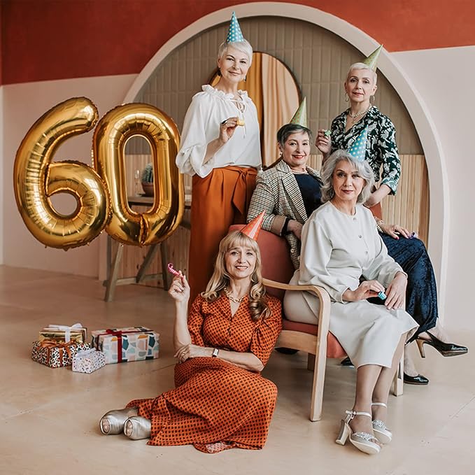 40 Inch Large Gold Number Balloons 6 Aluminum Foil Mylar Big Number Balloons 0-9 Suitable for Gold Birthday Parties, Weddings and Anniversary Photography