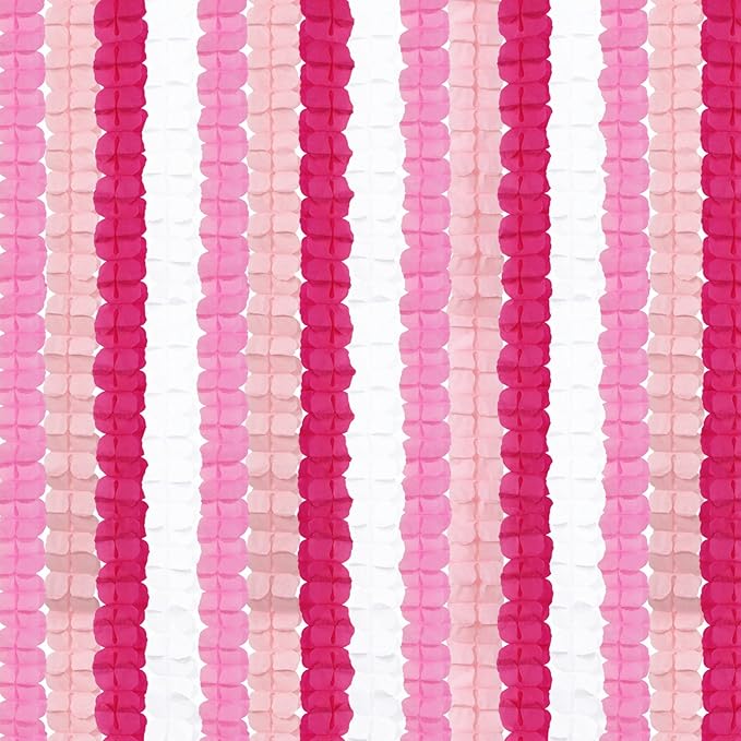 Rose-Red Pink-White Party-Decorations Streamers Garland - 157Ft Four-Leaf Clover Hanging Banner,Wedding Girl Birthday Baby Bridal Shower Engagement Bachelorette Decor Hugtmr