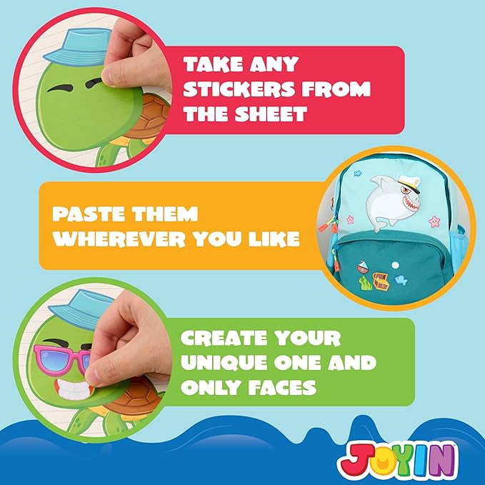 JOYIN 24PCS 9"x6" Make a face Stickers for Kids, Make Your Own Ocean Animal Stickers, Sea Party Favors Kids Crafts, Goodie Bags Stuffers, Classroom Rewards