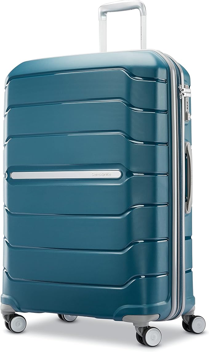 Samsonite Freeform Hardside Expandable with Double Spinner Wheels, Checked-Large 28-Inch, Dark Teal