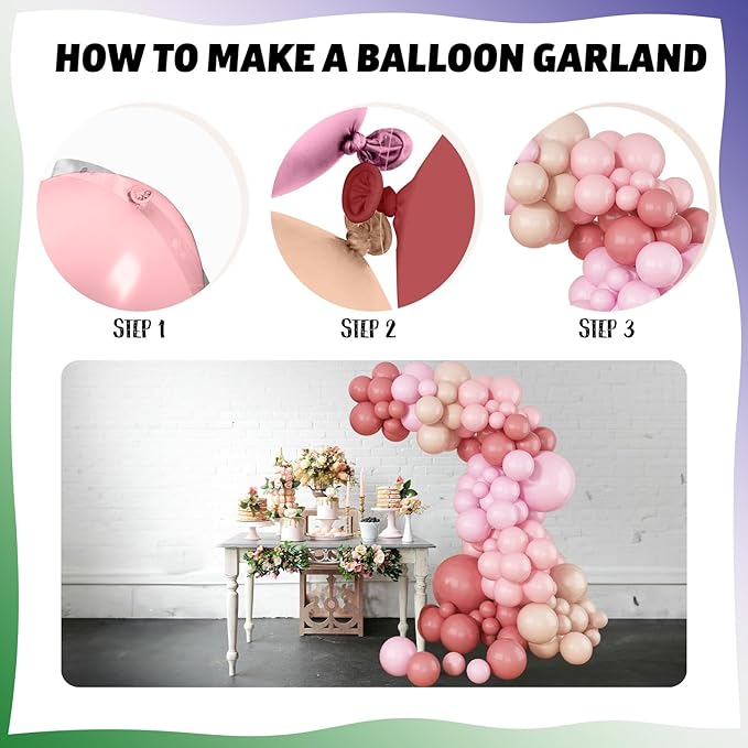 Dusty Pink Balloon Garland Double Stuffed Blush Pink Balloons Baby Pink Latex Balloon Arch Kit Dusty Rose Pastel Pink Party Balloons for Girl Boho Wedding Baby Bridal Shower Birthday Party Decorations