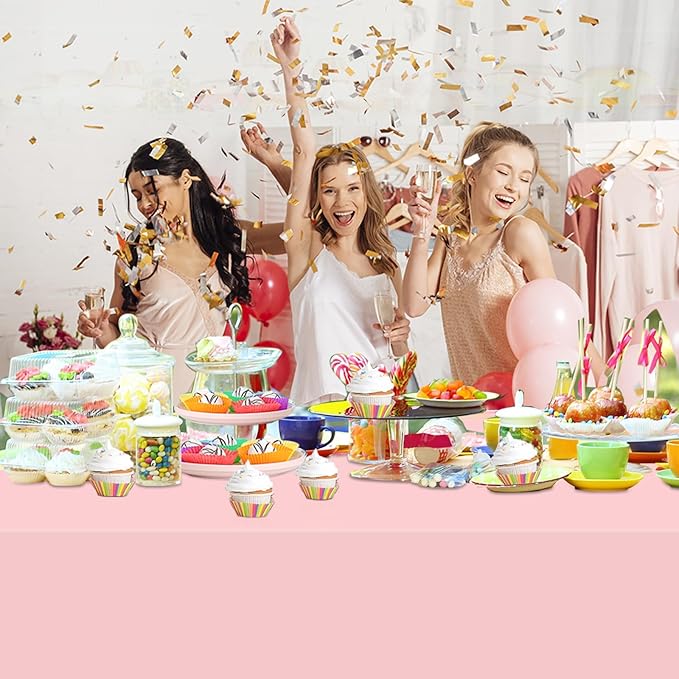 WNINK 3 Pack Light Pink Tablecloths, Pink Disposable Plastic Waterproof Table Cover, 54" x 108", for Birthday, Baby Shower，Wedding, Bridal Shower, Picnic Camping Parties