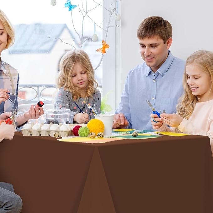 6Pcs Brown Plastic Tablecloths for Rectangle Tables,Disposable Chocolate Table Cloth,Waterproof Tan Table Cover for Fall Thanksgiving Harvest Birthdays Weddings Party Decorations,54 x 108 Inch