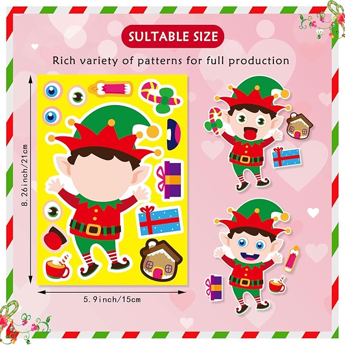 Christmas Stickers 36 PCS for Kids Make a Face Stickers, Make Your Own Christmas Sticker DIY Mix and Match Christmas Party Games Sticker Decorating Party Favors Supplies for School Student Awards