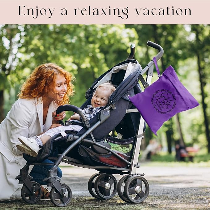 Girls Trip Gifts Wet Dry Bag, Beach Bag Wet Bag Favors, for Swimsuit Toiletry Travel Essentials For Women Aloha Bags, Beach Travel Gym Laundry bags for Dirty Diaper Swimsuit Gifts (Purple)
